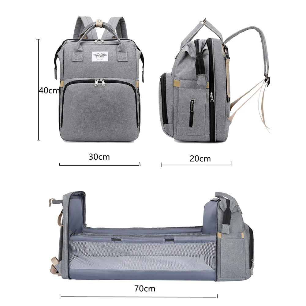 Portable Diaper Bag with Foldable Baby Bed