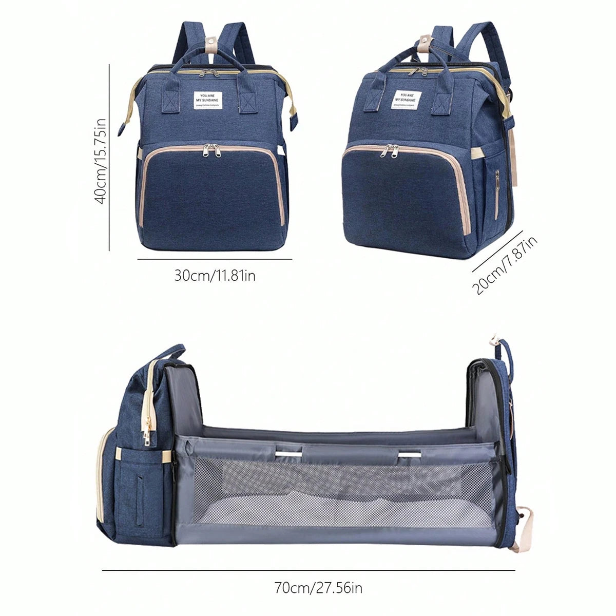Portable Diaper Bag with Foldable Baby Bed