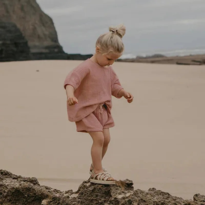 Fashion Girls Muslin Shirt and Shorts Set
