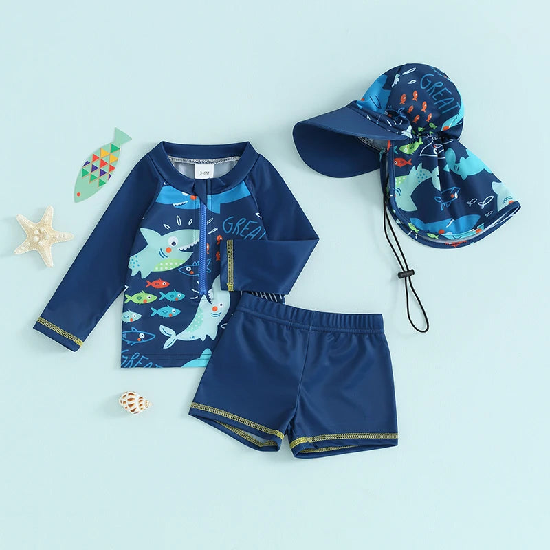 Baby Boy Summer Swimsuit Set (3Pcs)