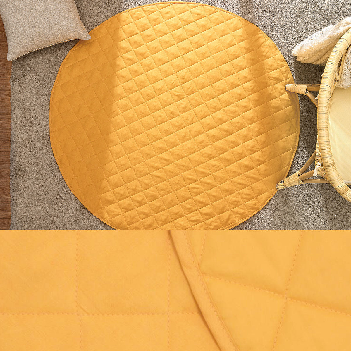 Round Linen Cotton Play Mat - Marigold