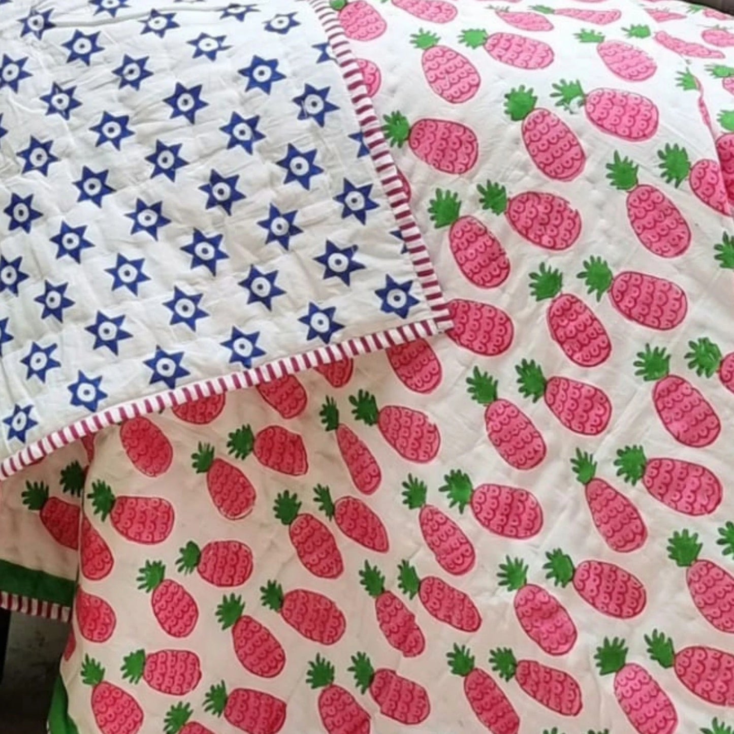 Organic Cotton Quilt - Pink Pineapple