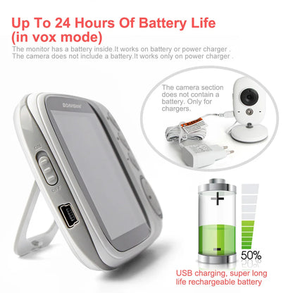 Video Baby Monitor 2.4G Wireless With 3.2 Inches LCD