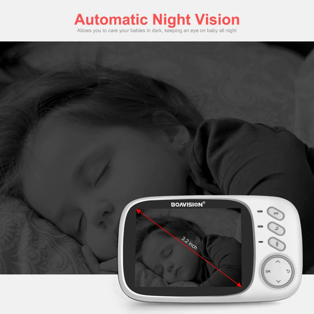 Video Baby Monitor 2.4G Wireless With 3.2 Inches LCD
