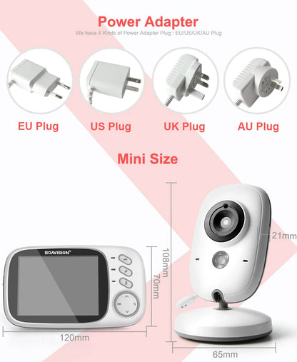 Video Baby Monitor 2.4G Wireless With 3.2 Inches LCD