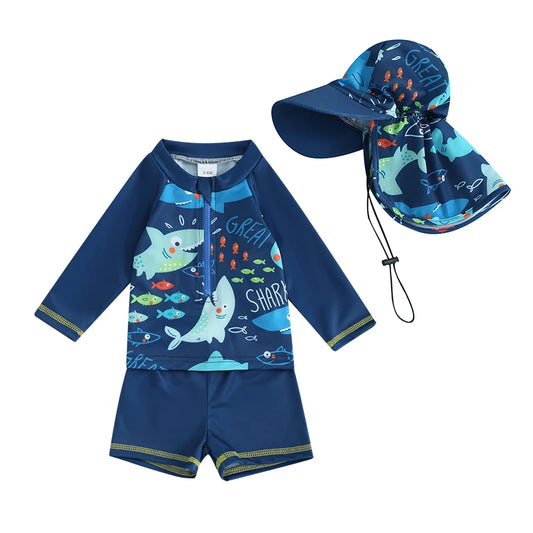 Baby Boy Summer Swimsuit Set (3Pcs)