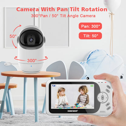 4.3 Inch Video Baby Monitor With Pan Tilt Camera 2.4G Wireless