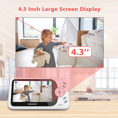 4.3 Inch Video Baby Monitor With Pan Tilt Camera 2.4G Wireless
