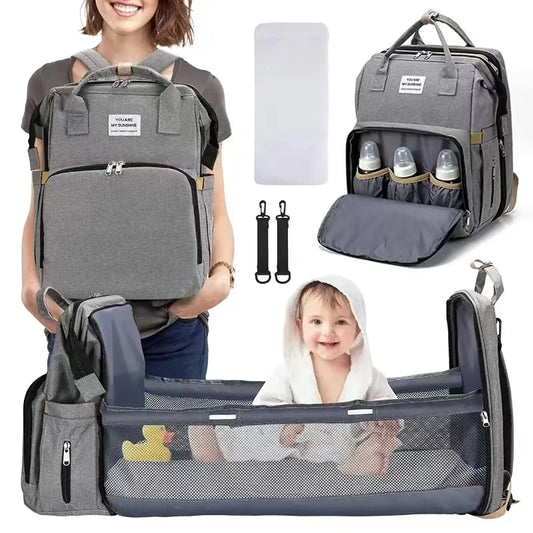Portable Diaper Bag with Foldable Baby Bed