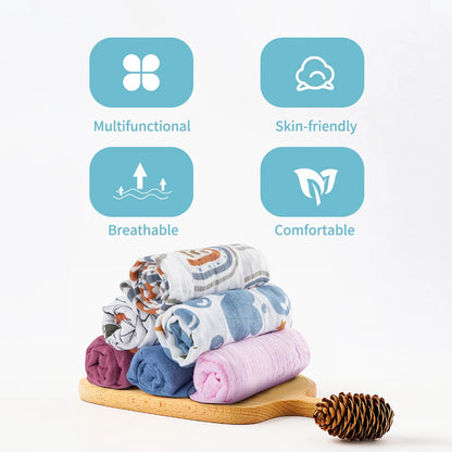 Bamboo Cotton Muslin Bib Burp Cloth 5pcs Set