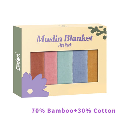 Bamboo Cotton Muslin Bib Burp Cloth 5pcs Set