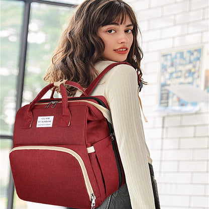 Portable Diaper Bag with Foldable Baby Bed