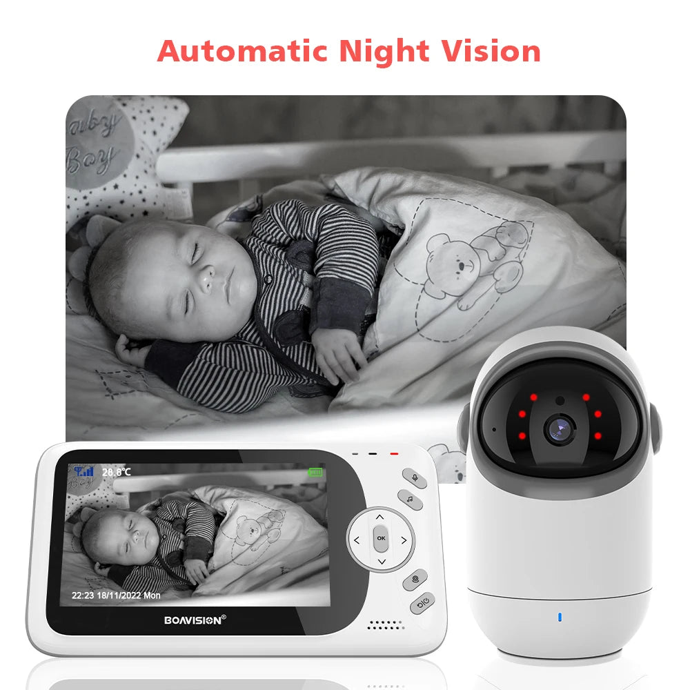 4.3 Inch Video Baby Monitor With Pan Tilt Camera 2.4G Wireless