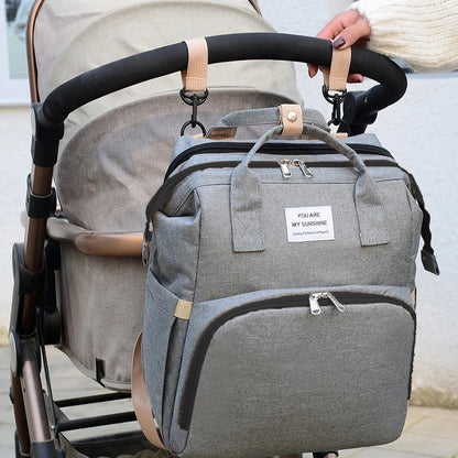 Portable Diaper Bag with Foldable Baby Bed