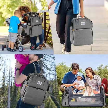 Portable Diaper Bag with Foldable Baby Bed