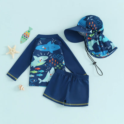 Baby Boy Summer Swimsuit Set (3Pcs)