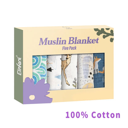 Bamboo Cotton Muslin Bib Burp Cloth 5pcs Set