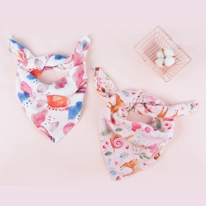 Bamboo Cotton Muslin Bib Burp Cloth 5pcs Set