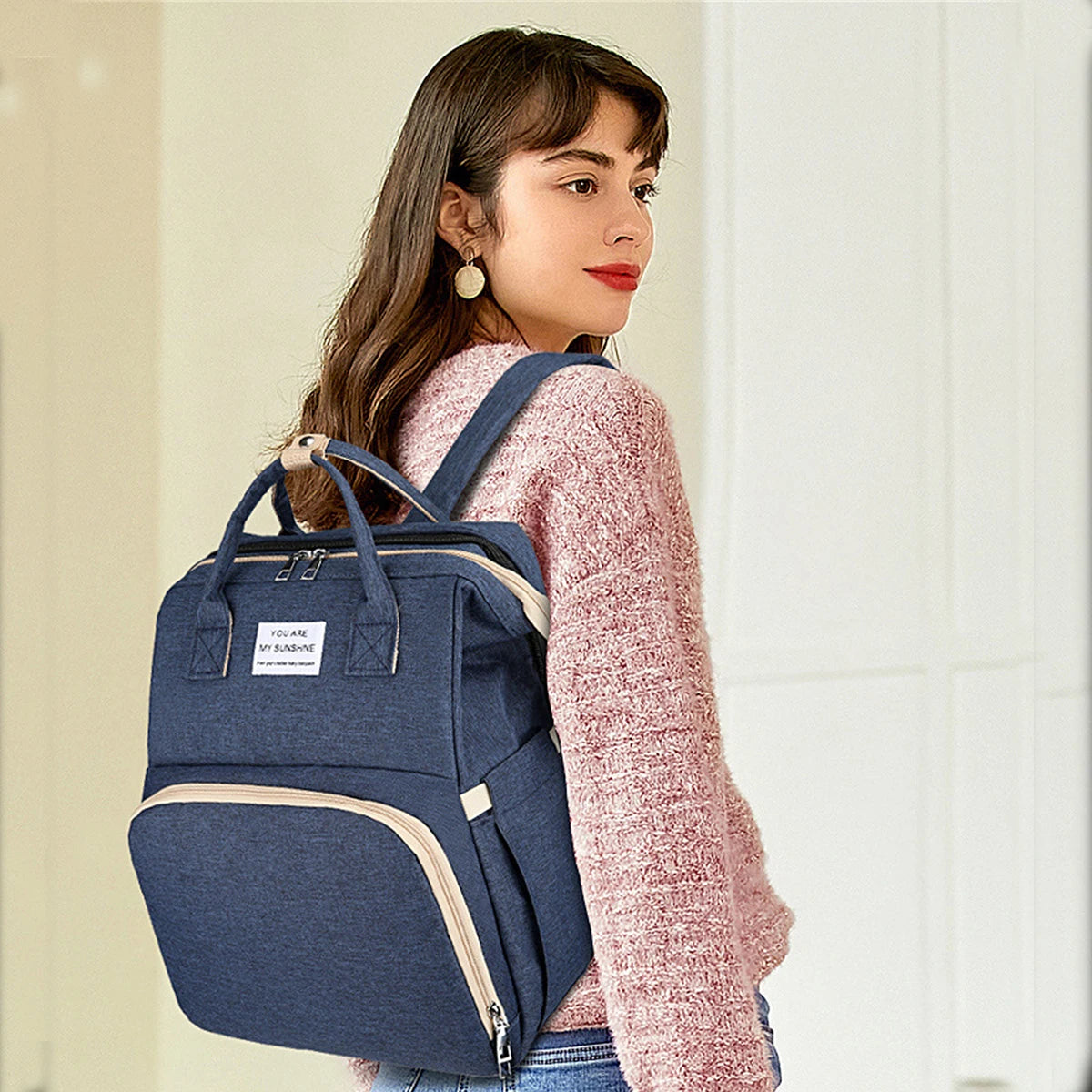 Portable Diaper Bag with Foldable Baby Bed
