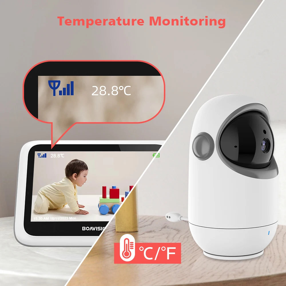 4.3 Inch Video Baby Monitor With Pan Tilt Camera 2.4G Wireless