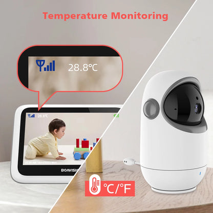 4.3 Inch Video Baby Monitor With Pan Tilt Camera 2.4G Wireless