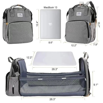 Portable Diaper Bag with Foldable Baby Bed
