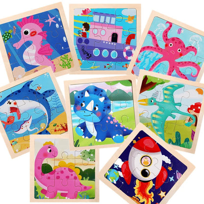 9 Pieces Montessori Wooden 3D Puzzle