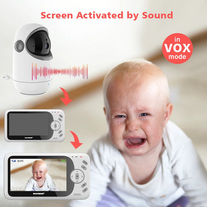 4.3 Inch Video Baby Monitor With Pan Tilt Camera 2.4G Wireless
