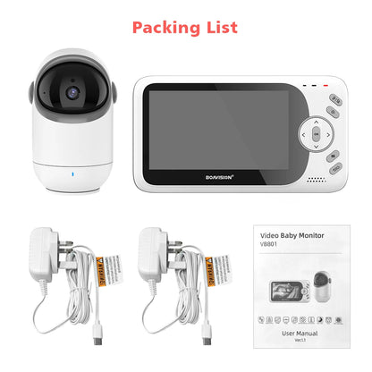 4.3 Inch Video Baby Monitor With Pan Tilt Camera 2.4G Wireless