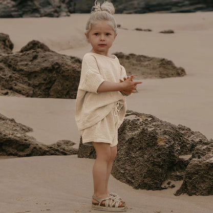 Fashion Girls Muslin Shirt and Shorts Set