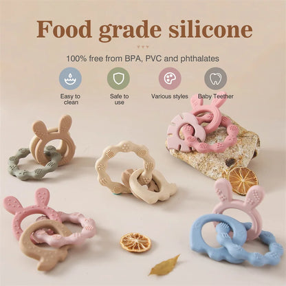 1Pc Baby Silicone Teether Ring BPA Free
