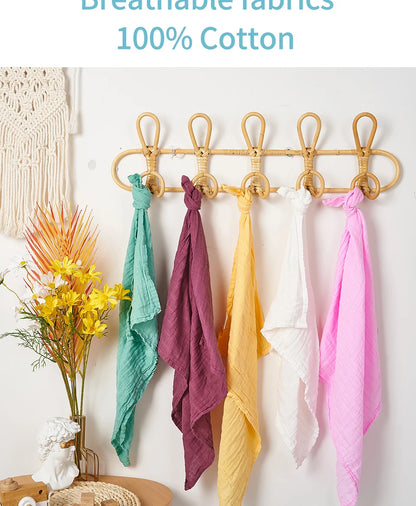 Bamboo Cotton Muslin Bib Burp Cloth 5pcs Set
