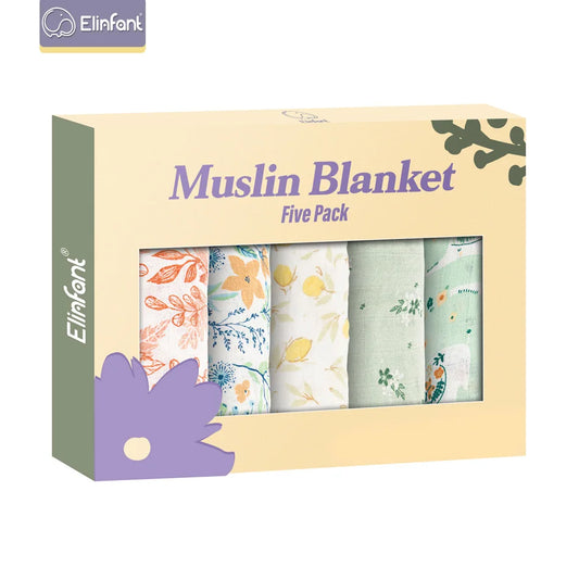 Bamboo Cotton Muslin Bib Burp Cloth 5pcs Set