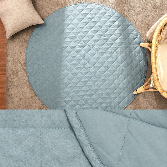 Round Linen Cotton Play Mat - Capri