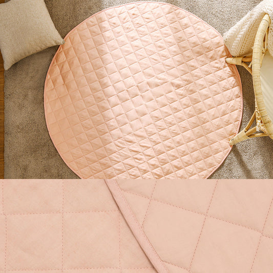 Round Linen Cotton Play Mat - Peach