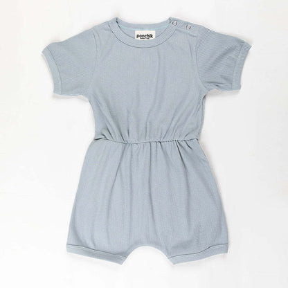 Ribbed Cotton Romper - Capri Blue