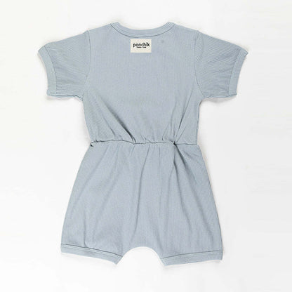 Ribbed Cotton Romper - Capri Blue