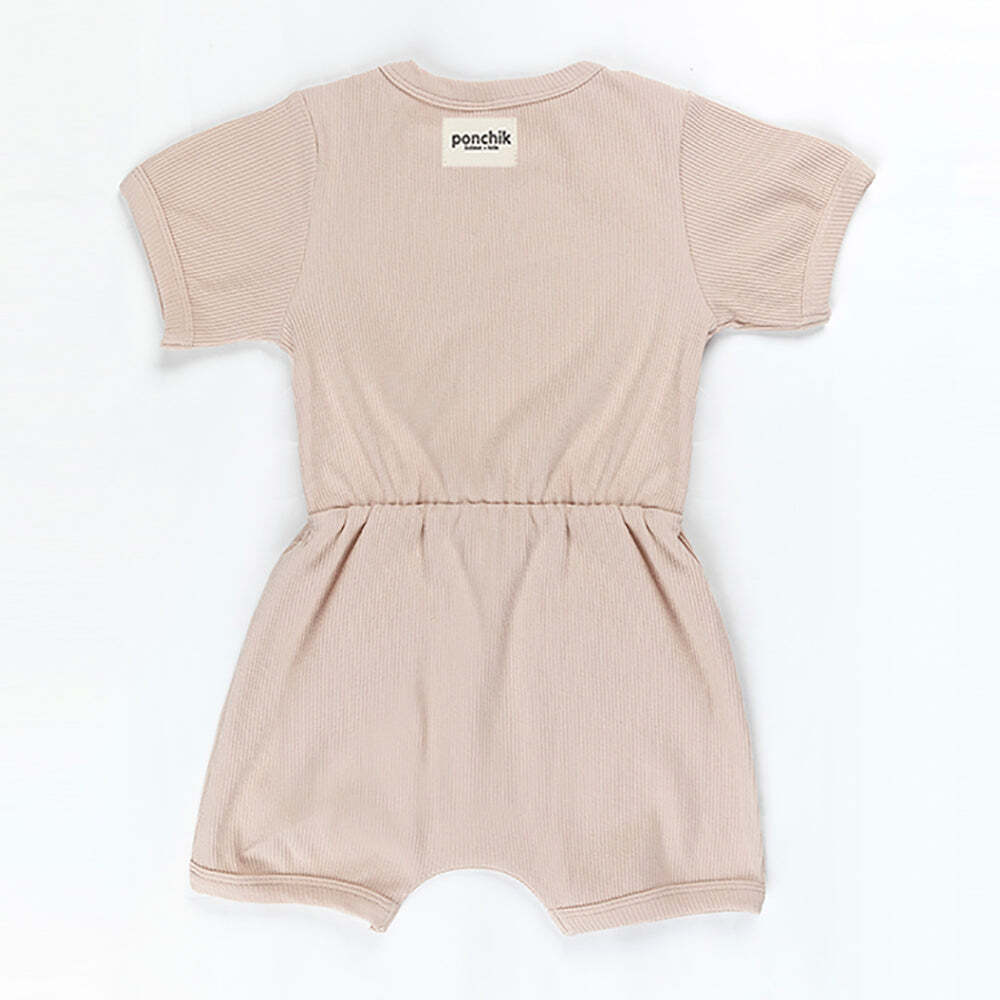 Ribbed Cotton Romper - Sugar Cookie