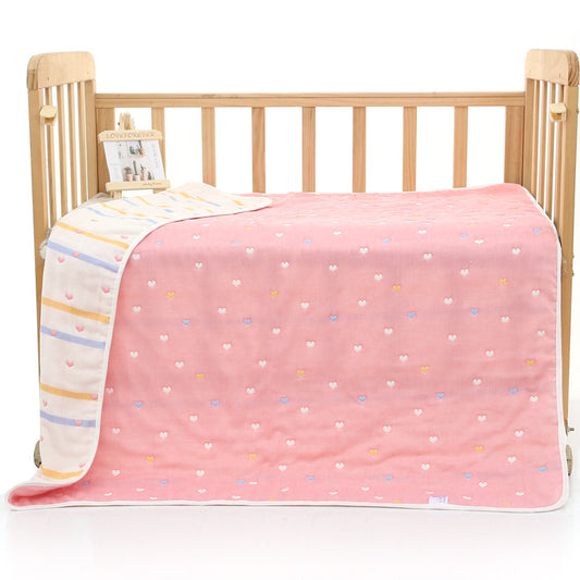 6-Layer Muslin Blanket - Pink heart